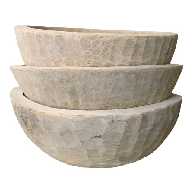 Wooden Dough Bowl/Vintage Hand Carved/Rustic For Sale