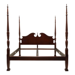 King Size Chippendale Cherry Wood Bed by Universal Furniture For Sale