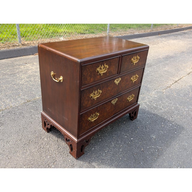 Vintage Georgian Style Burl Walnut Chest of Drawers For Sale - Image 10 of 15