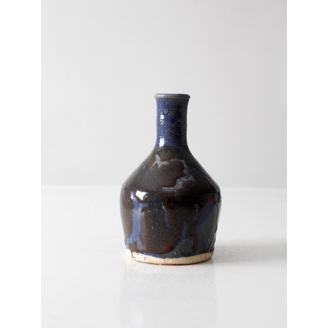 Mid-Century Modern Vintage 1970s Handmade Studio Pottery Bud Vase For Sale - Image 3 of 10