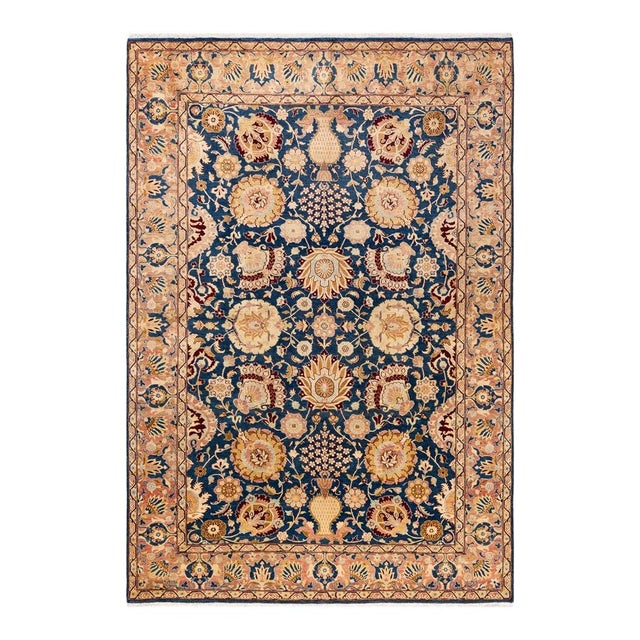 Blue Mogul, One-of-a-Kind Hand-Knotted Area Rug in Blue, 6' 1" x 8' 10" For Sale - Image 8 of 8