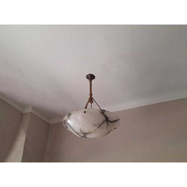 Antique Veined Alabaster Pendant Light, 1920 For Sale - Image 9 of 12