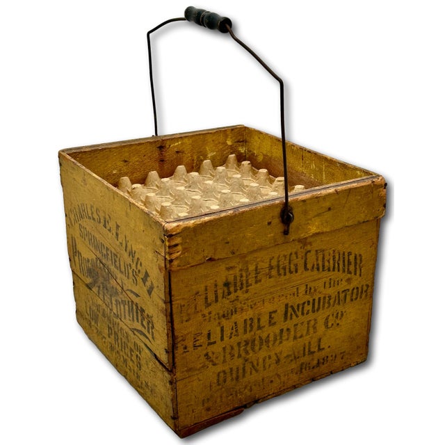 Wonderfully Rustic & Unusual Antique Patent 1897 Americana Wood Egg Carrier Crate With Maker & Clothier Advertising For Sale In Boston - Image 6 of 18
