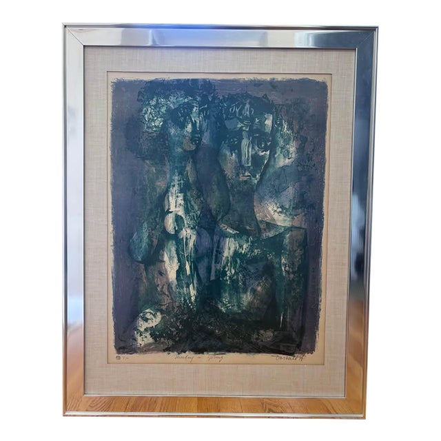 Late 20th Century Georgi Daskaloff Signed Limited Edition Lithograph - 3/100 - Large Framed Abstract Figurative - 29.5" X 37" For Sale