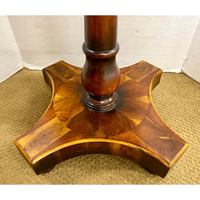 Brown Louis XV Style Marquetry Square Pedestal Table For Sale - Image 8 of 8