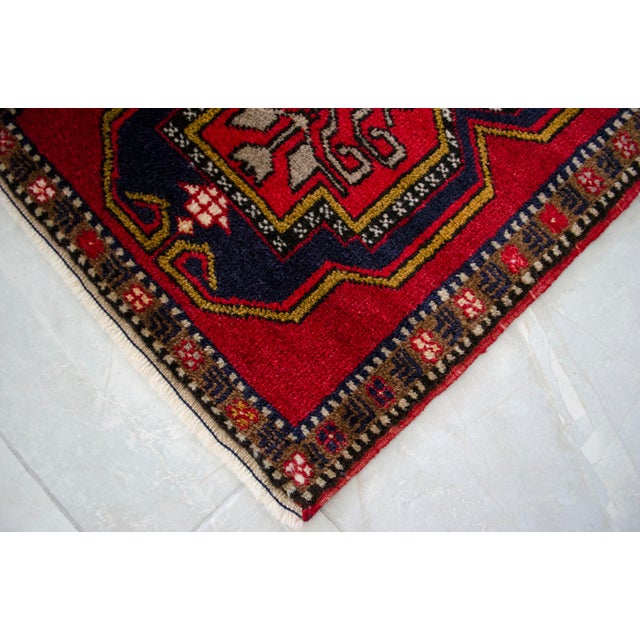 Hand-Knotted Small Turkish Rug Colorful Entry Decor Doormat 21"x37" For Sale - Image 9 of 11