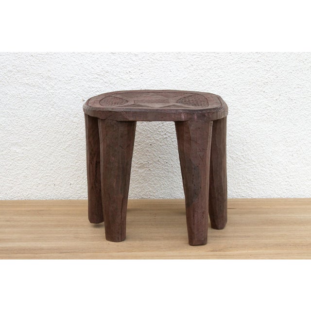 1950s Carved Chunky Wood African Stool For Sale - Image 5 of 9