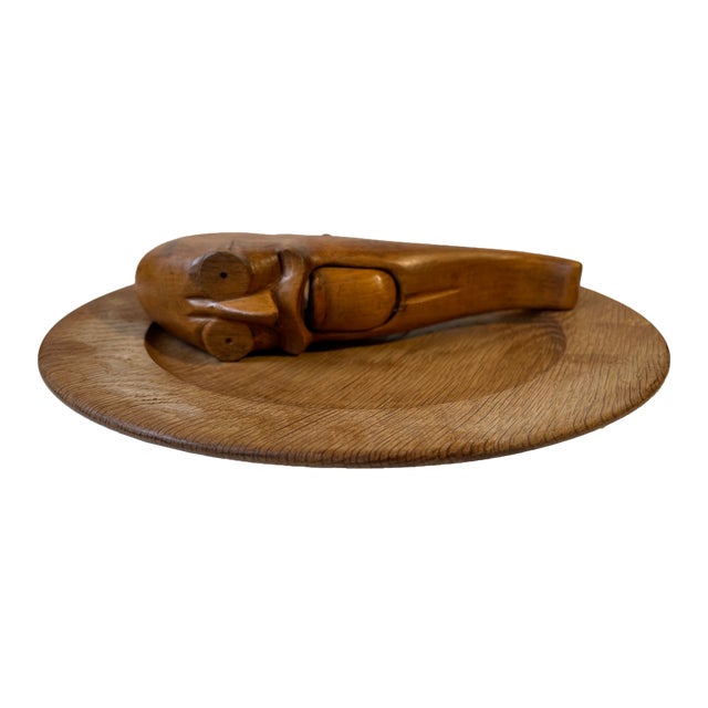 Vintage Beech Nutcracker and Teak Bowl by Kay Bojesen, 1930s, Set of 2 For Sale