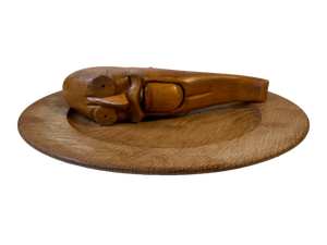 Vintage Beech Nutcracker and Teak Bowl by Kay Bojesen, 1930s, Set of 2