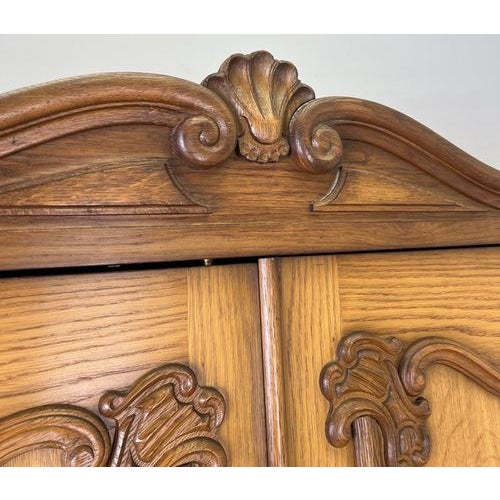 Vintage French Louis XVI Style 4-Door Carved Armoire For Sale - Image 5 of 12