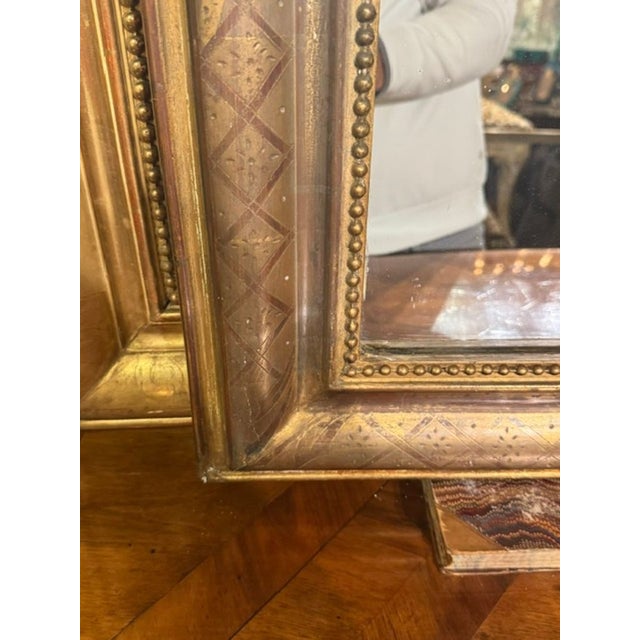 19th C. French Louis Philippe Mirror With X Pattern Frame For Sale - Image 9 of 10
