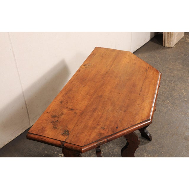 Brown 18th C. Italian Lyre-Leg Demi Side Table For Sale - Image 8 of 10