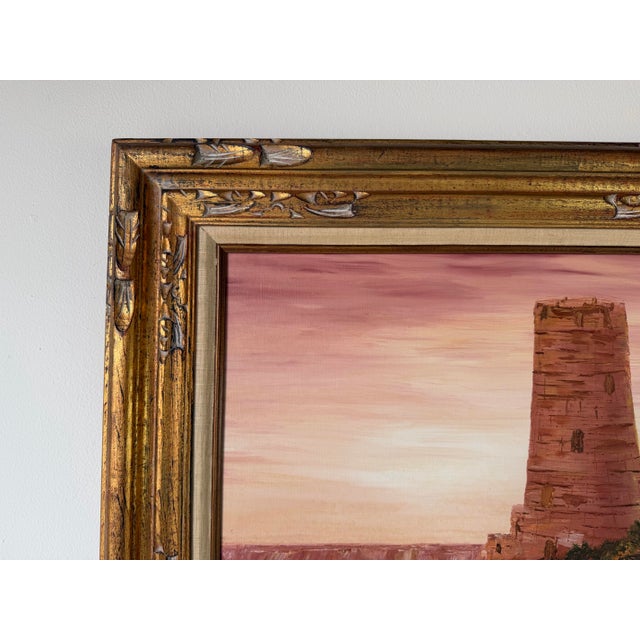 1975 T. Cook Grand Canyon Watchtower Landscape Oil on Canvas Painting, Framed For Sale In Miami - Image 6 of 12