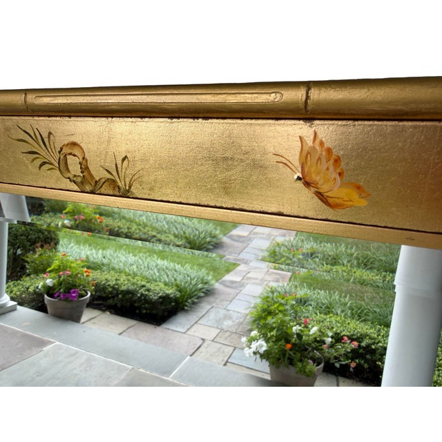 Gold La Barge Giltwood Hand-Painted Floral Chinoiserie Mirror | Artist Signed P. Tacktor For Sale - Image 8 of 15