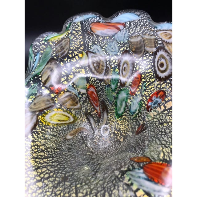 Mid 20th Century Vintage Murano Free Form Millefiori Glass Bowl For Sale - Image 9 of 12