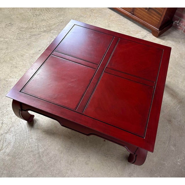 Vintage 1970’s Ming Style Square Coffee Table Restored in Antiqued