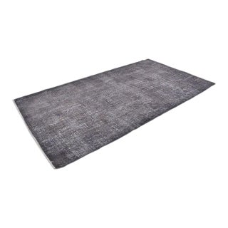 Vintage Distressed Turkish Oushak Rug in Washed Charcoal, Slate & Snow White For Sale
