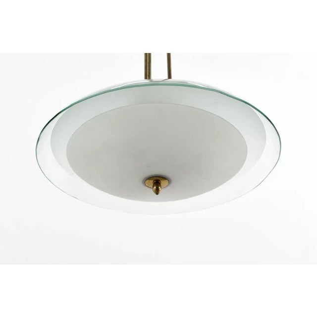 1940s Brass and Curved Glass Pendant attributed to Pietro Chiesa for Fontana Arte, Italy, 1940s For Sale - Image 5 of 14