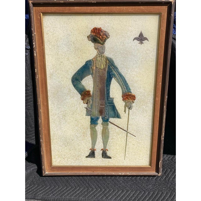 Mid 20th Century Pair of Italian Mid-Century Modern Reverse Glass Paintings of Royalty For Sale - Image 5 of 12