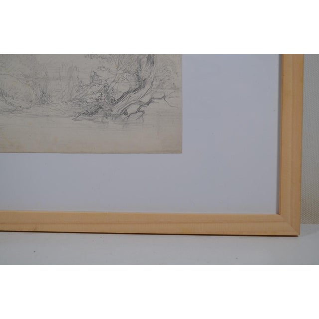 Beaux-Arts French School of the 20th Century. Pencil Drawing “tree Landscape” For Sale - Image 3 of 10