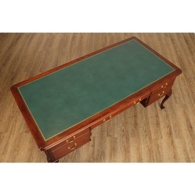 Wood Harden Georgian Style Cherry Leather Top Executive Writing Desk For Sale - Image 7 of 12