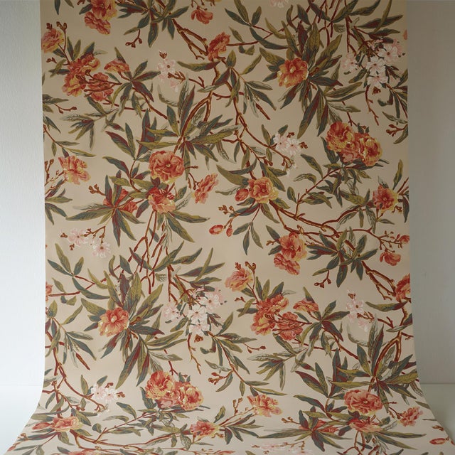 Vintage circa late 1990s/Early 2000s deadstock Ralph Lauren vinyl wallpaper. Wallpaper pattern name is "Climbing Oleander"...