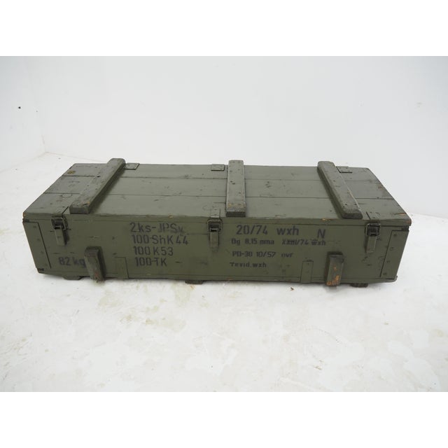 Wood Industrial Wooden Army Crate, 1960s For Sale - Image 7 of 16