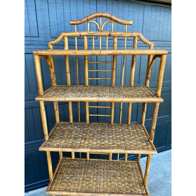 Vintage Bamboo Wicker Weave Pagoda Etagere Chairish