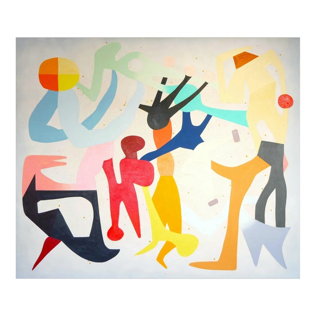 2021 "Mingle" Colorful Contemporary Abstract Geometric Grid Painting by Peter Healy For Sale