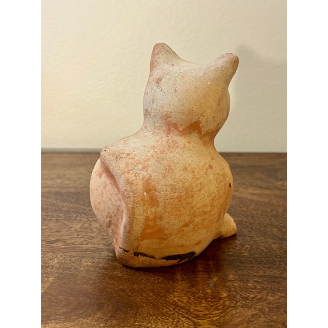 Peach Vintage 1960s Mid-Century Terracotta Cat Sculpture For Sale - Image 8 of 8