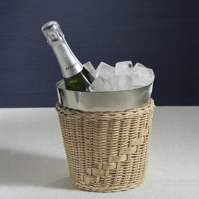 The Palmier Wicker Steel Wine Bucket For Sale - Image 4 of 6