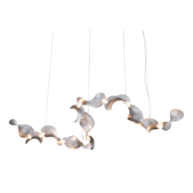 Dune 12 Curve Chandelier with Silver Anodized Shades by Daniel Becker for Moss Objects For Sale