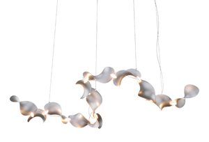 Dune 12 Curve Chandelier with Silver Anodized Shades by Daniel Becker for Moss Objects
