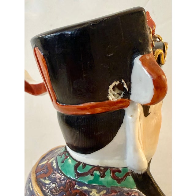 Red Lu Xing Chinese Polychrome Glazed Porcelain Statue For Sale - Image 8 of 15