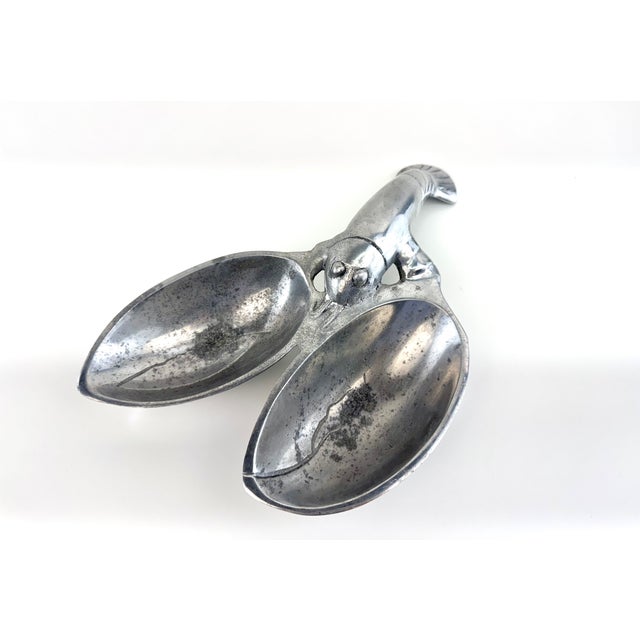 1970s Vintage Aluminum Lobster Serving Dish Double Bowl Coastal Entertaining Piece For Sale - Image 5 of 9