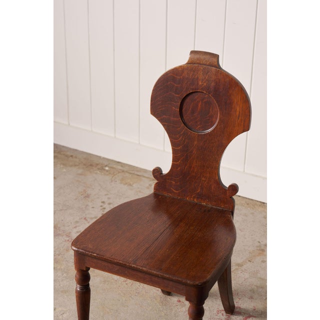 Brown Pair of 19th Century Oak Hall Chairs For Sale - Image 8 of 10