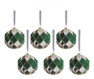 Messina Verde 6-Piece Glass Ornament Set, 4"