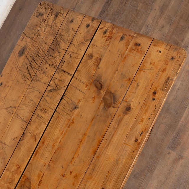 Wood Late 19th Century Rustic Pine Work Table Console Island For Sale - Image 7 of 13