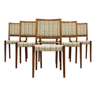 Set of Six Vintage Mid Century Modern Walnut Dining Chairs by Svegards | Scandinavian Mid Century Modern, C. 1960's For Sale