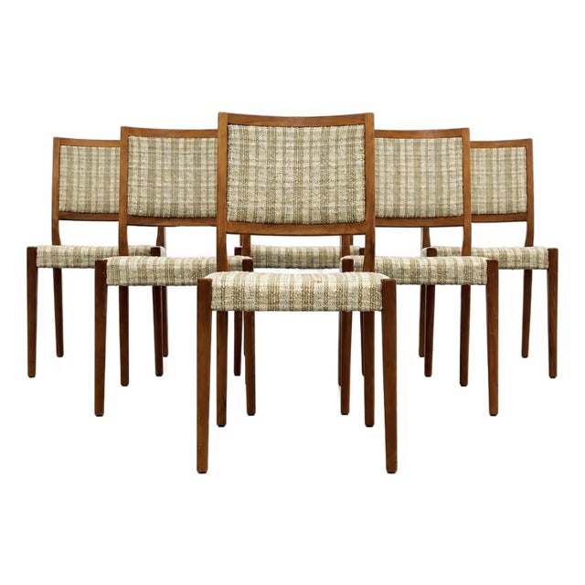 Set of Six Vintage Mid Century Modern Walnut Dining Chairs by Svegards | Scandinavian Mid Century Modern, C. 1960's For Sale
