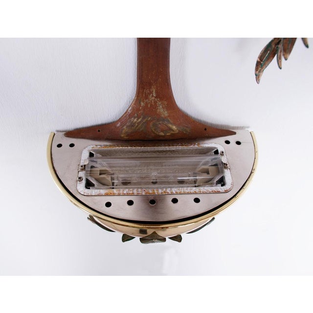 French Olive Tree Gilt Tole Metal Crystal Wall Light For Sale - Image 9 of 11