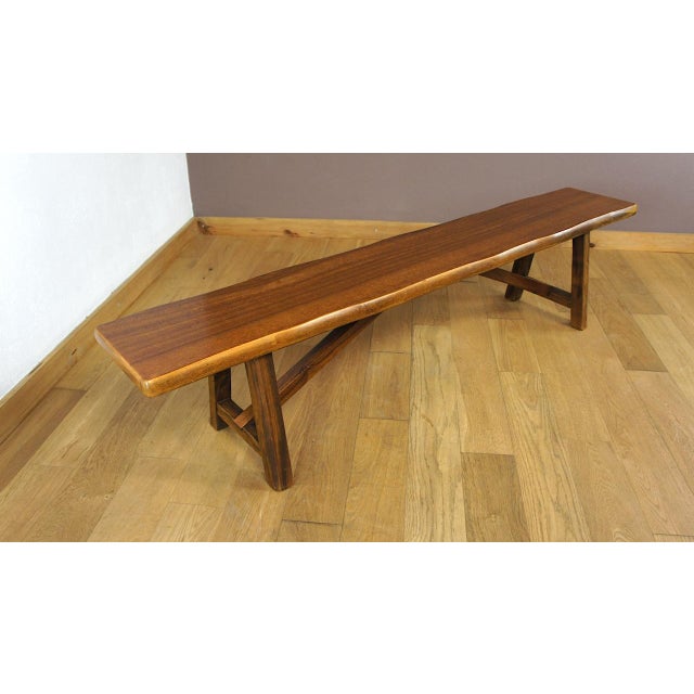 Vintage Brutalist Bench in Elm from Aranjou, 1960 For Sale - Image 4 of 10