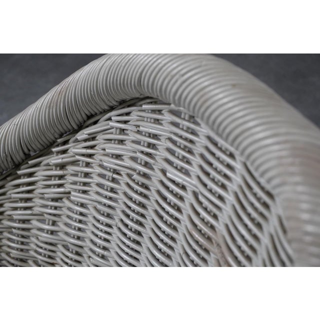 Postmodern White Woven Rattan Armchairs, 1970s, Set of 2 For Sale - Image 6 of 9