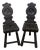 Antique Neo-Renaissance Black Carved Wood Chairs, 19th Century, Set of 2 For Sale