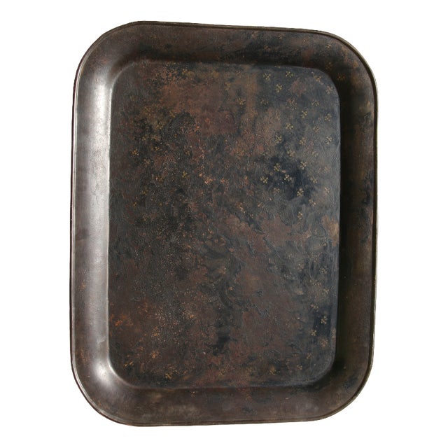 Large Antique Painted Sheet Metal Tray, France, 1970s For Sale
