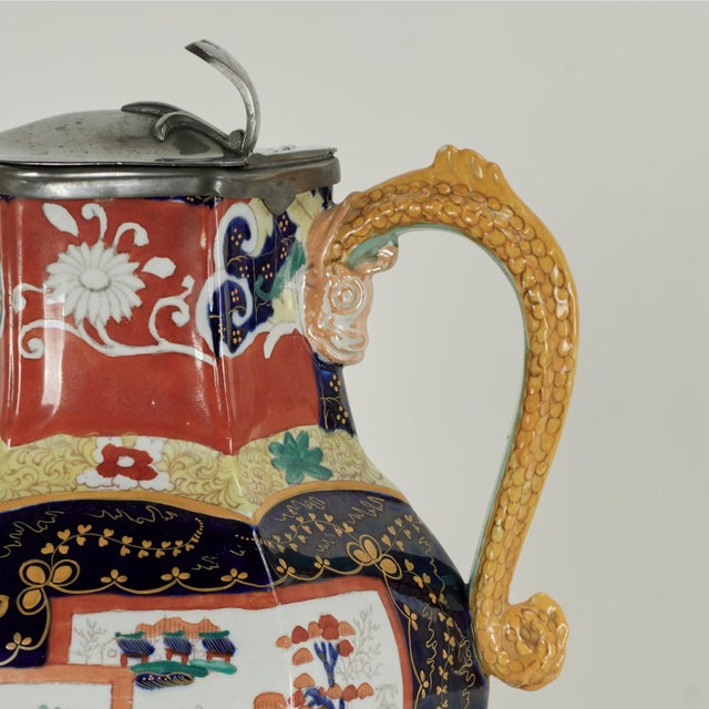 Tan Antique English Mason's Chinoiserie Ironstone China Pitcher For Sale - Image 8 of 13