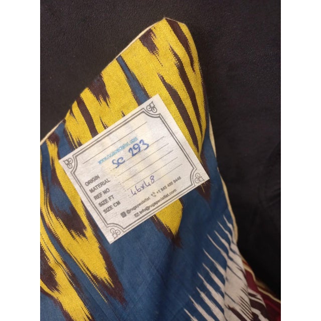 19"x19" Silk Embroidery Cushion Cover. Ikat Lace Pillow. Multicolor Toss Pillow For Sale In New York - Image 6 of 6