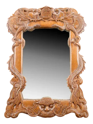 Carved Wood Dragon Mirror, Indochina, 1900s
