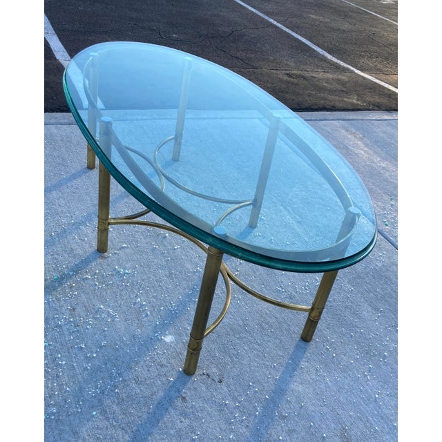 Brass Mastercraft Coffee Table in Faux Bamboo For Sale - Image 8 of 13