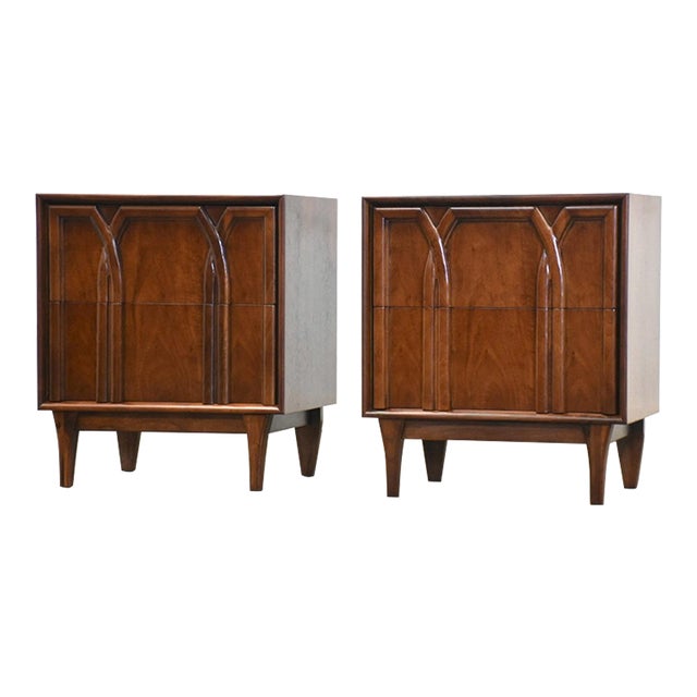 1960s Refinished Walnut Nightstands by Red Lion - a Pair For Sale